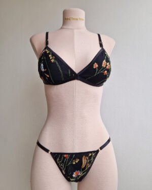 Dark Forest Embroidered Lingerie Set